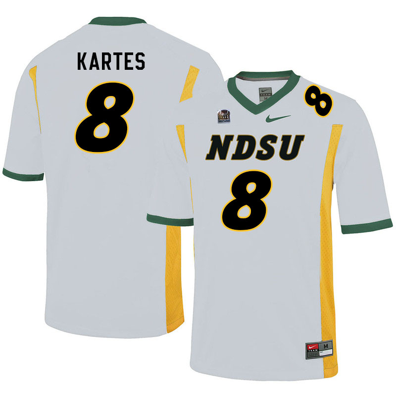 Men #8 Mitchell Kartes North Dakota State Bison College Football Jerseys Sale-White